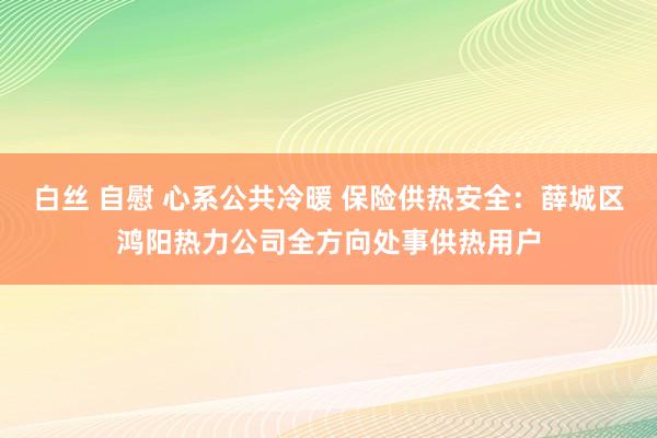 白丝 自慰 心系公共冷暖 保险供热安全：薛城区鸿阳热力公司全方向处事供热用户