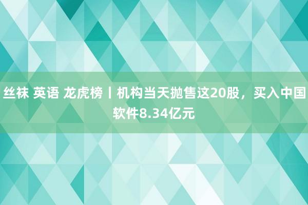 丝袜 英语 龙虎榜丨机构当天抛售这20股，买入中国软件8.34亿元