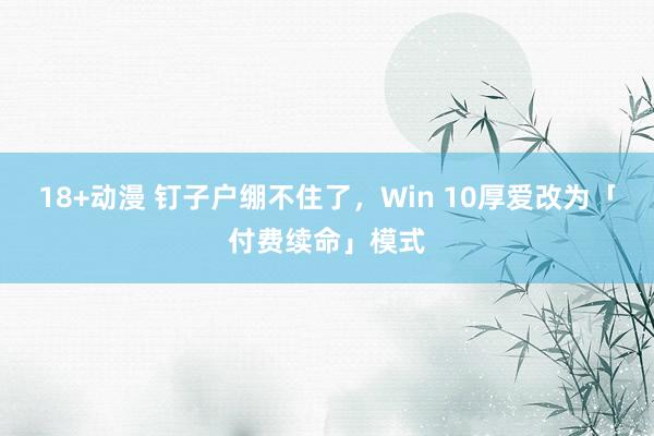 18+动漫 钉子户绷不住了，Win 10厚爱改为「付费续命」模式