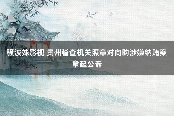 骚波妹影视 贵州稽查机关照章对向昀涉嫌纳贿案拿起公诉