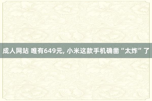成人网站 唯有649元， 小米这款手机确凿“太炸”了