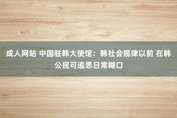 成人网站 中国驻韩大使馆：韩社会规律以前 在韩公民可追思日常糊口