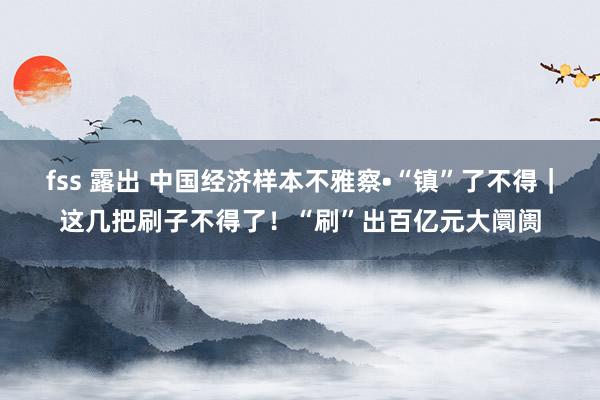 fss 露出 中国经济样本不雅察•“镇”了不得｜这几把刷子不得了！“刷”出百亿元大阛阓
