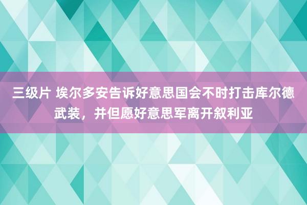三级片 埃尔多安告诉好意思国会不时打击库尔德武装，并但愿好意思军离开叙利亚