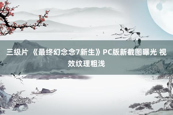 三级片 《最终幻念念7新生》PC版新截图曝光 视效纹理粗浅
