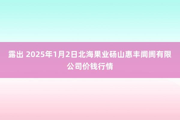 露出 2025年1月2日北海果业砀山惠丰阛阓有限公司价钱行情