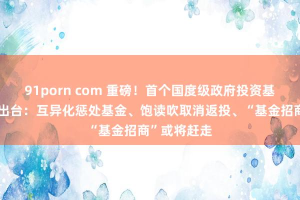 91porn com 重磅！首个国度级政府投资基金指引文献出台：互异化惩处基金、饱读吹取消返投、“基金招商”或将赶走