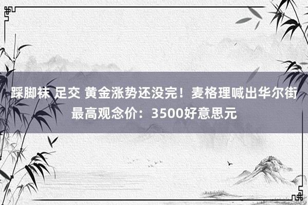 踩脚袜 足交 黄金涨势还没完！麦格理喊出华尔街最高观念价：3500好意思元