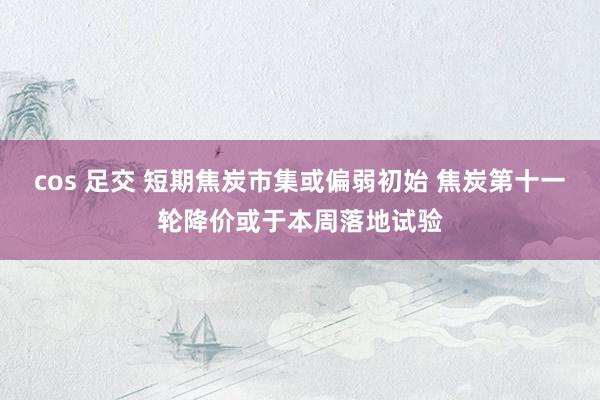 cos 足交 短期焦炭市集或偏弱初始 焦炭第十一轮降价或于本周落地试验