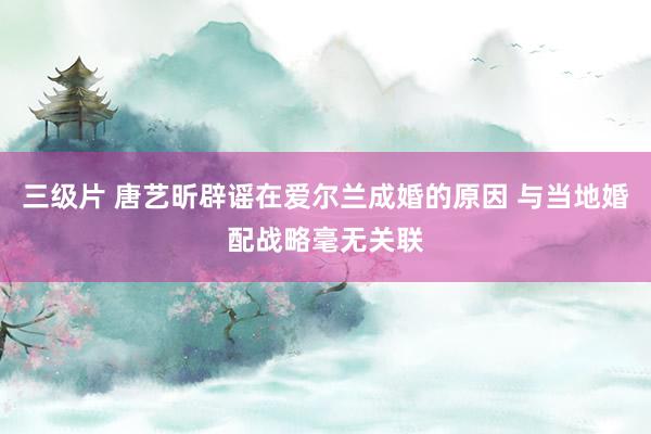三级片 唐艺昕辟谣在爱尔兰成婚的原因 与当地婚配战略毫无关联