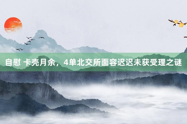 自慰 卡壳月余，4单北交所面容迟迟未获受理之谜