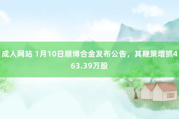 成人网站 1月10日顺博合金发布公告，其鞭策增抓463.39万股