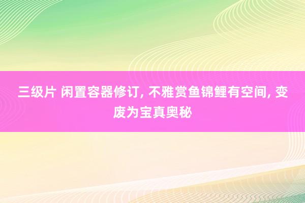 三级片 闲置容器修订， 不雅赏鱼锦鲤有空间， 变废为宝真奥秘