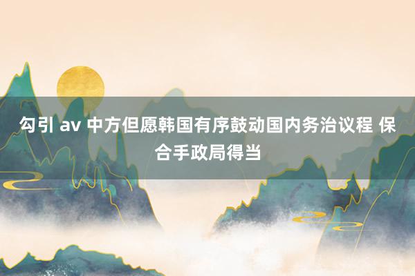 勾引 av 中方但愿韩国有序鼓动国内务治议程 保合手政局得当