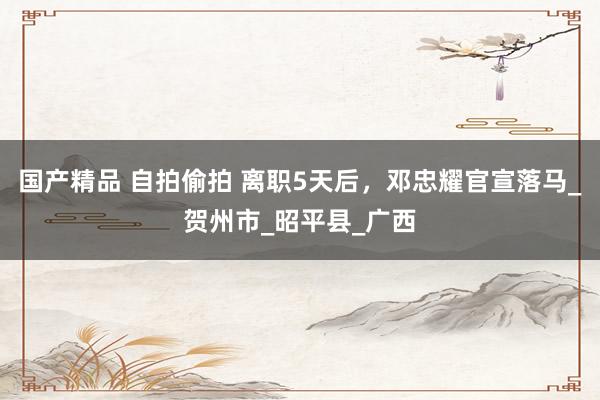 国产精品 自拍偷拍 离职5天后，邓忠耀官宣落马_贺州市_昭平县_广西