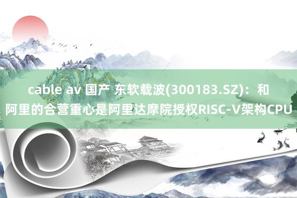 cable av 国产 东软载波(300183.SZ)：和阿里的合营重心是阿里达摩院授权RISC-V架构CPU