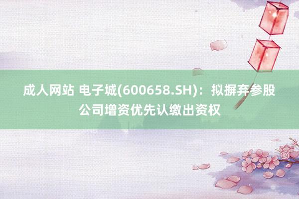成人网站 电子城(600658.SH)：拟摒弃参股公司增资优先认缴出资权