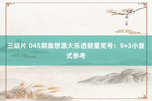 三级片 045期袁想源大乐透掂量奖号：9+3小复式参考