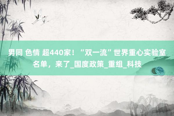 男同 色情 超440家！“双一流”世界重心实验室名单，来了_国度政策_重组_科技